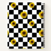 白黒&ひまわり市松模様にのプリント ノートブック (裏面)
