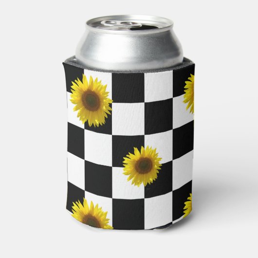 白黒&ひまわり市松模様にのプリント 缶クーラー (缶裏面)