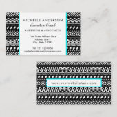 白黒&アクアトリバルジグザグストライプ 名刺 (正面/裏面)