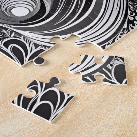 白黒:アフリカ素晴らし女性シルエット ジグソーパズル (側面)