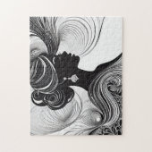 白黒:アフリカ素晴らし女性シルエット ジグソーパズル (縦)