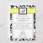 白黒&イエローダマスクウェディング招待状 招待状 (裏面)