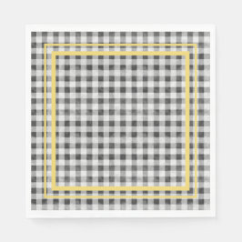 白黒&イエローピクニックギンガム スタンダードランチョンナプキン