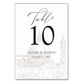 白黒 | イタリアン図解入りの、写真付きの結婚の テーブルナンバー (正面)