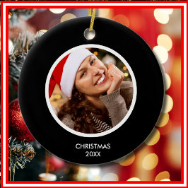 白黒 | イニシャルモダンモノグラム写真 セラミックオーナメント