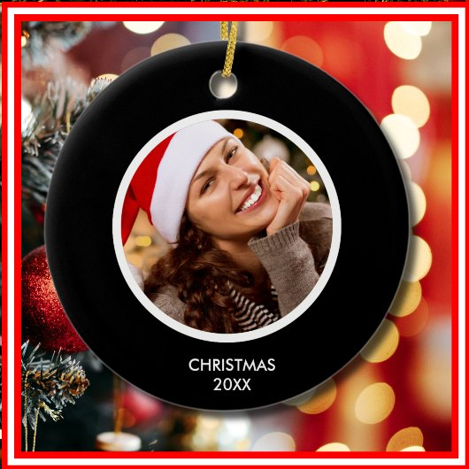 白黒 | イニシャルモダンモノグラム写真 セラミックオーナメント