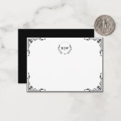 白黒 | イニシャルモダンモノグラム ノートカード (正面/裏面インサイチュ)