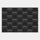 白黒 | イニシャルモダンモノグラム ラッピングペーパーシート (正面)