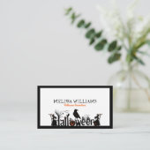 白黒&オレンジハロウィーンタイポグラフィ 名刺 (スタンド正面)