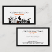 白黒&オレンジハロウィーンタイポグラフィ 名刺 (正面/裏面)