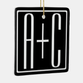 白黒|カップルイニシャル セラミックオーナメント (右)