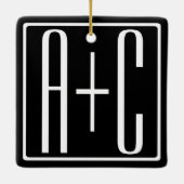 白黒|カップルイニシャル セラミックオーナメント (裏面)