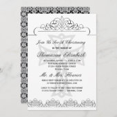 白黒《キリスト教》洗礼式や命名式クロス招待状 招待状 (正面/裏面)