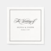 白黒 | クラシックイタリアンエレガンス結婚ズ スタンダードカクテルナプキン (正面)