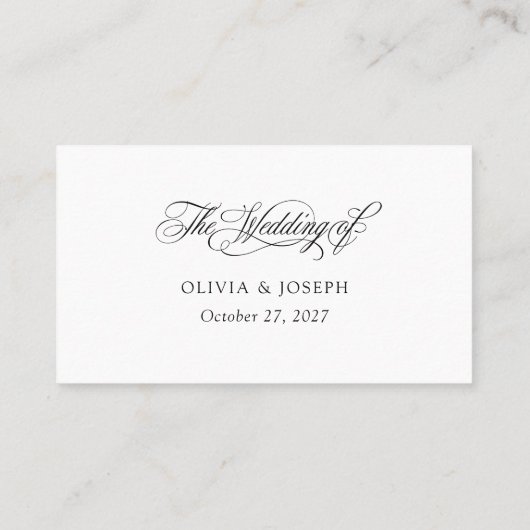 白黒 | クラシックイタリアンエレガンス結婚ズ プレイスカード (裏面)