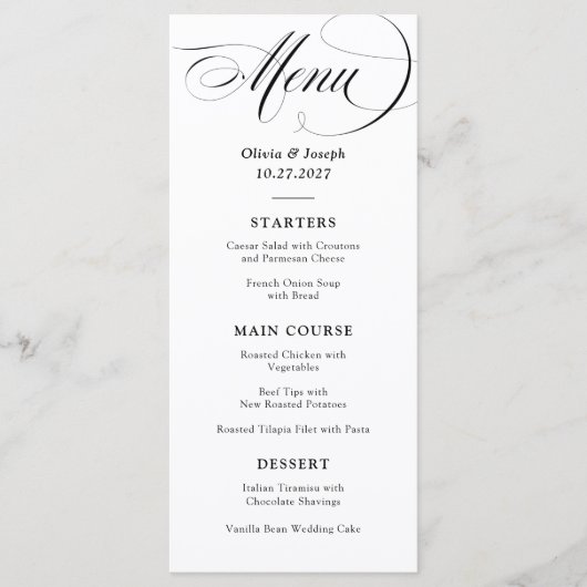 白黒 | クラシックイタリアンエレガンス結婚ズ メニュー (正面)