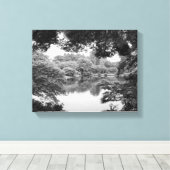 白黒、クール自然ユニークと湖 キャンバスプリント (インサイチュ (ウッドフロア))