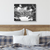 白黒、クール自然ユニークと湖 キャンバスプリント (インサイチュ (寝室))