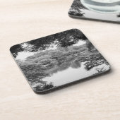 白黒、クール自然ユニークと湖 コースター (左側)