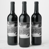 白黒、クール自然ユニークと湖 ワインラベル (ボトル)