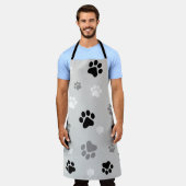 白黒&グレーの前掛け印刷エプロンユニセックスン エプロン (着用した状態)