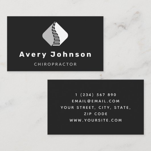 白黒&グレーカイロプラクターカイロプラクティック背 名刺 (正面/裏面)