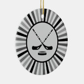 白黒&グレーホッケープレイヤーコーチギフトトレンディー セラミックオーナメント (右)