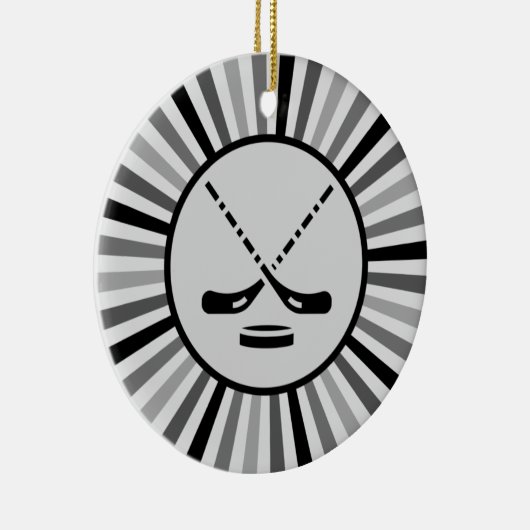 白黒&グレーホッケープレイヤーコーチギフトトレンディー セラミックオーナメント (右)