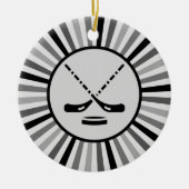 白黒&グレーホッケープレイヤーコーチギフトトレンディー セラミックオーナメント (正面)