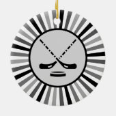 白黒&グレーホッケープレイヤーコーチギフトトレンディー セラミックオーナメント (裏面)