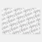 白黒&グレーメリークリスマススノーフレークセット ラッピングペーパーシート (正面)