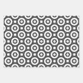 白黒&グレーモザイクボホ幾何学模様 ラッピングペーパーシート (正面)