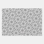 白黒&グレー抽象芸術フラワーペイズリーパターン ラッピングペーパーシート (正面3)