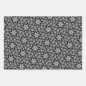 白黒&グレー抽象芸術フラワーペイズリーパターン ラッピングペーパーシート (正面2)