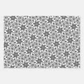白黒&グレー抽象芸術フラワーペイズリーパターン ラッピングペーパーシート (正面)
