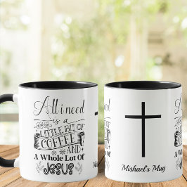 白黒、コーヒー&イエス、クリスチャン マグカップ