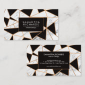 白黒&ゴールデン抽象芸術モザイク 名刺 (正面/裏面)