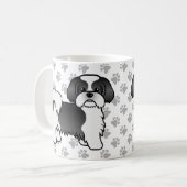 白黒 シシー 甘い漫画の犬 コーヒーマグカップ (正面左)