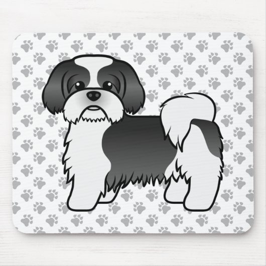 白黒 シシー 甘い漫画の犬 マウスパッド (正面)