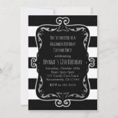 白黒(シルバーストライプのパーティー付き) 招待状 (正面)