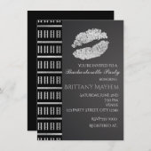 白黒&シルバーフェイクきらめくリップキスパーティー 招待状 (正面/裏面)