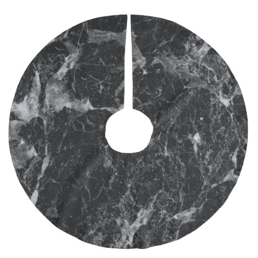 白黒&シルバーマーブルグモダンラムトレンディー ブラッシュドポリエステルツリースカート (正面)