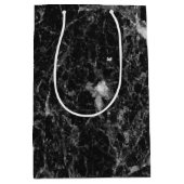 白黒&シルバーマーブルグモダンラムパーティー ミディアムペーパーバッグ (正面)