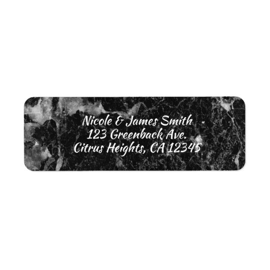 白黒&シルバーマーブルグモダンラム結婚ズ ラベル (正面)