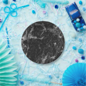 白黒&シルバーマーブルグモダンラム ペーパープレート (パーティー)