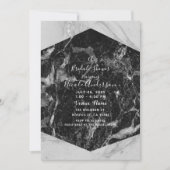 白黒&シルバーマーブルモダンブライダルシャワー 招待状 (正面)