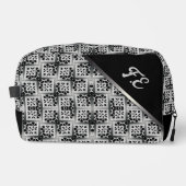 白黒+シルバー正方形パターンモノグラムバッグ ドップキット (正面)