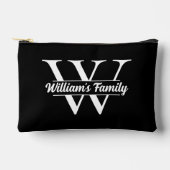 白黒 | シンプルファミリー名モノグラム アクセサリーポーチ (正面)
