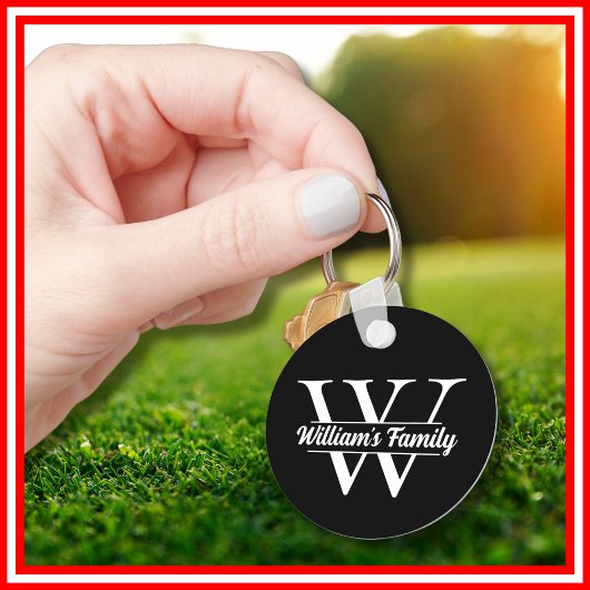白黒 | シンプルファミリー名モノグラム キーホルダー