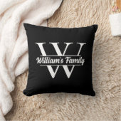 白黒 | シンプルファミリー名モノグラム クッション (ブランケット)